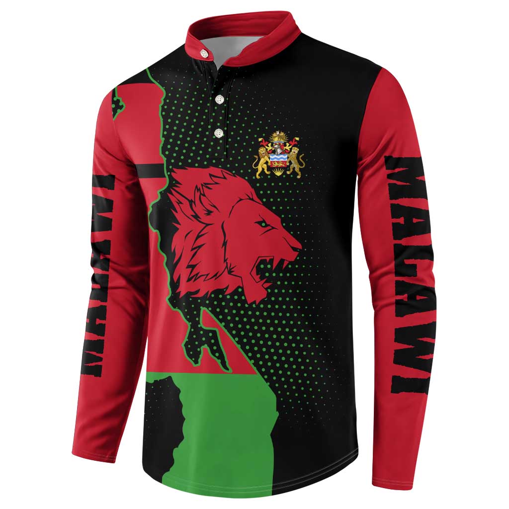 Malawi Map Shaped Lion Button Sweatshirt Unique Country and Wildlife Fusion Design