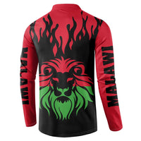 Malawi Map Shaped Lion Button Sweatshirt Unique Country and Wildlife Fusion Design