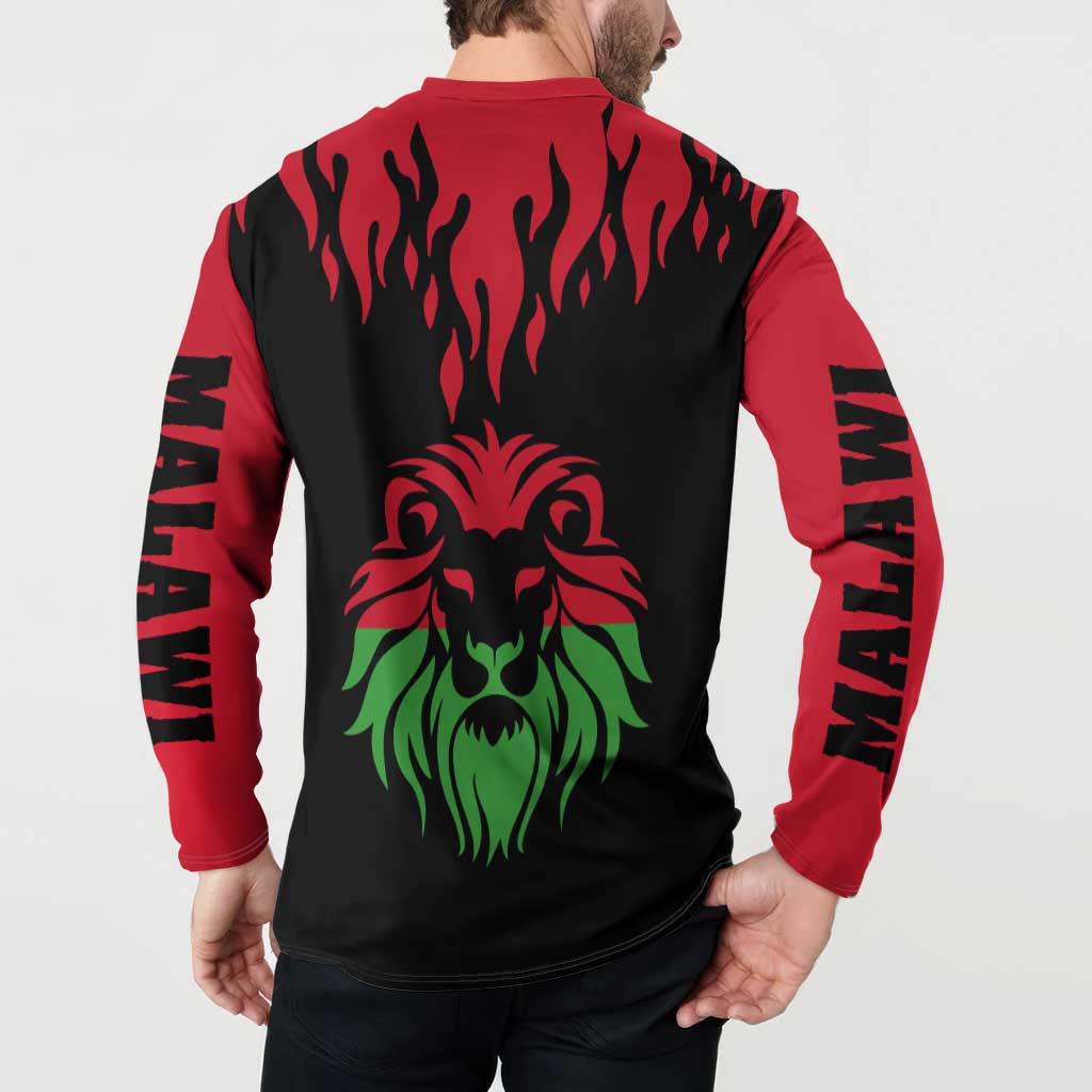 Malawi Map Shaped Lion Button Sweatshirt Unique Country and Wildlife Fusion Design