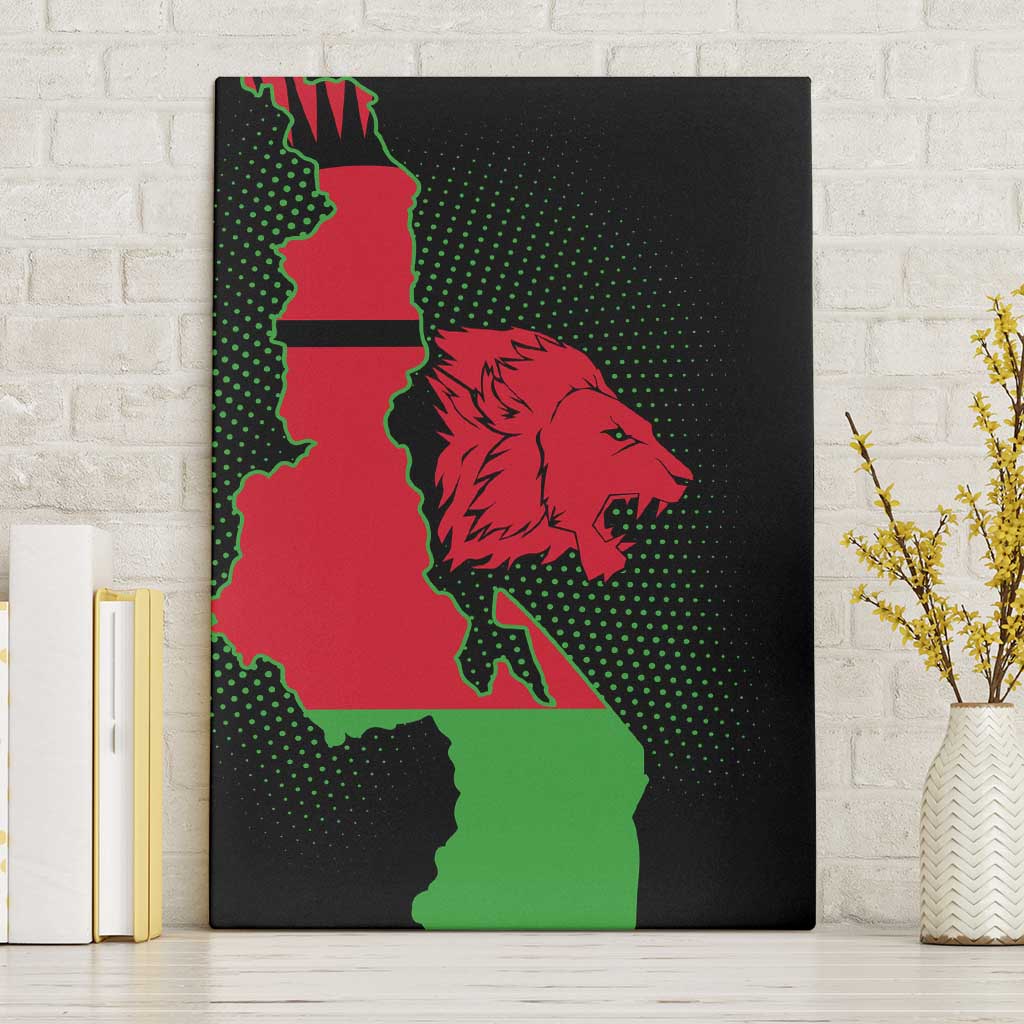Malawi Map Shaped Lion Canvas Wall Art Unique Country and Wildlife Fusion Design