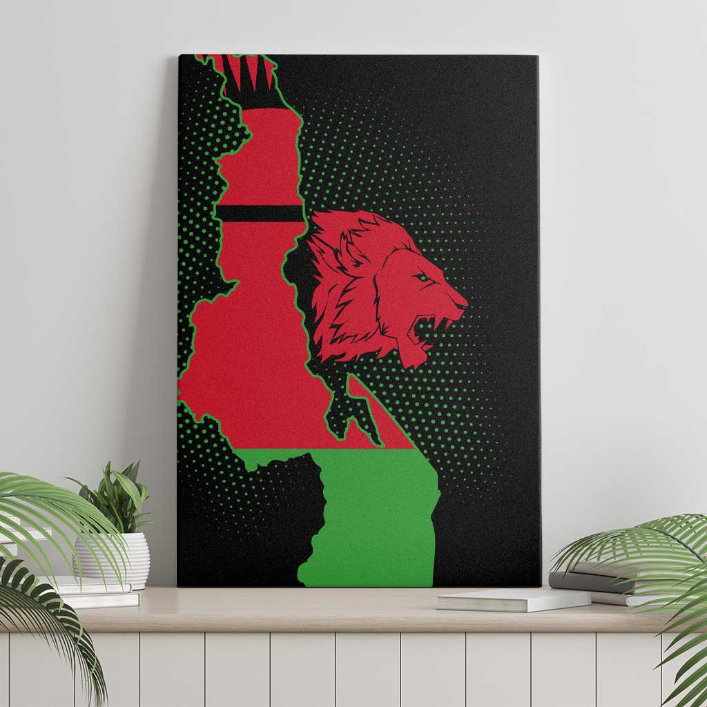 Malawi Map Shaped Lion Canvas Wall Art Unique Country and Wildlife Fusion Design