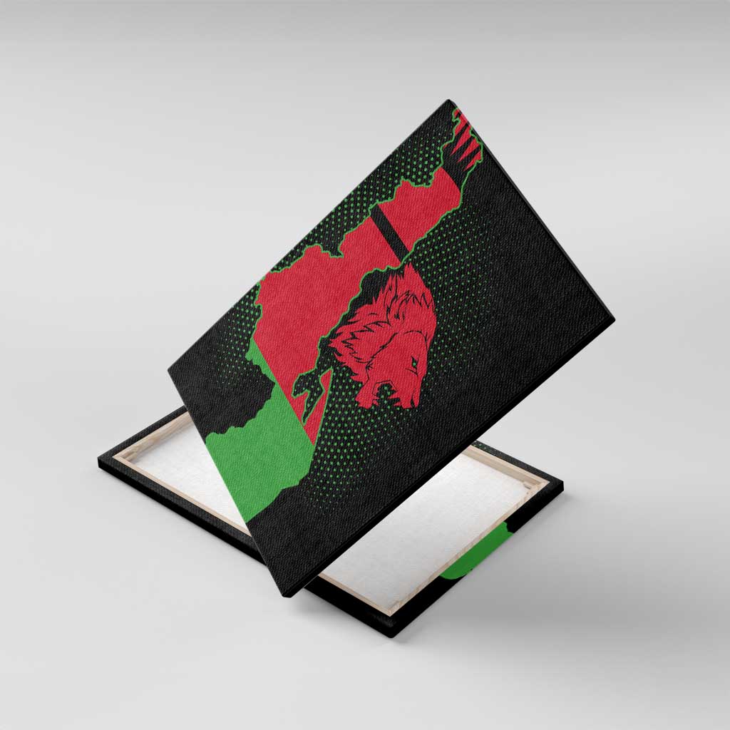 Malawi Map Shaped Lion Canvas Wall Art Unique Country and Wildlife Fusion Design