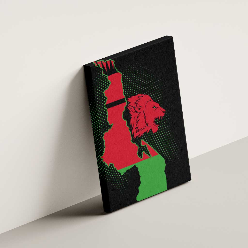Malawi Map Shaped Lion Canvas Wall Art Unique Country and Wildlife Fusion Design
