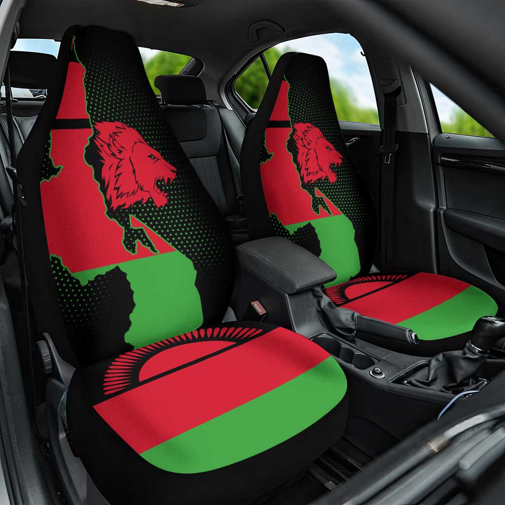 Malawi Map Shaped Lion Car Seat Cover Unique Country and Wildlife Fusion Design