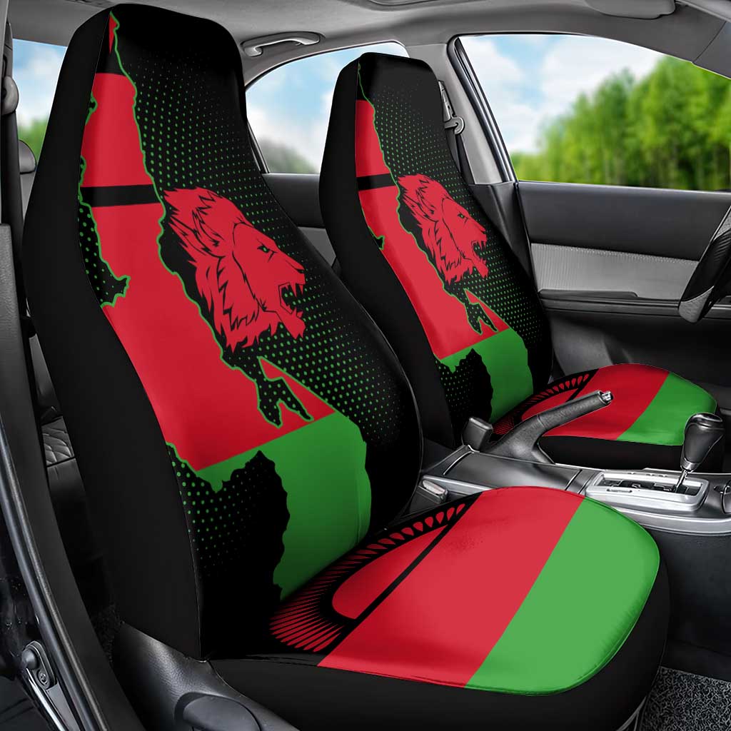 Malawi Map Shaped Lion Car Seat Cover Unique Country and Wildlife Fusion Design