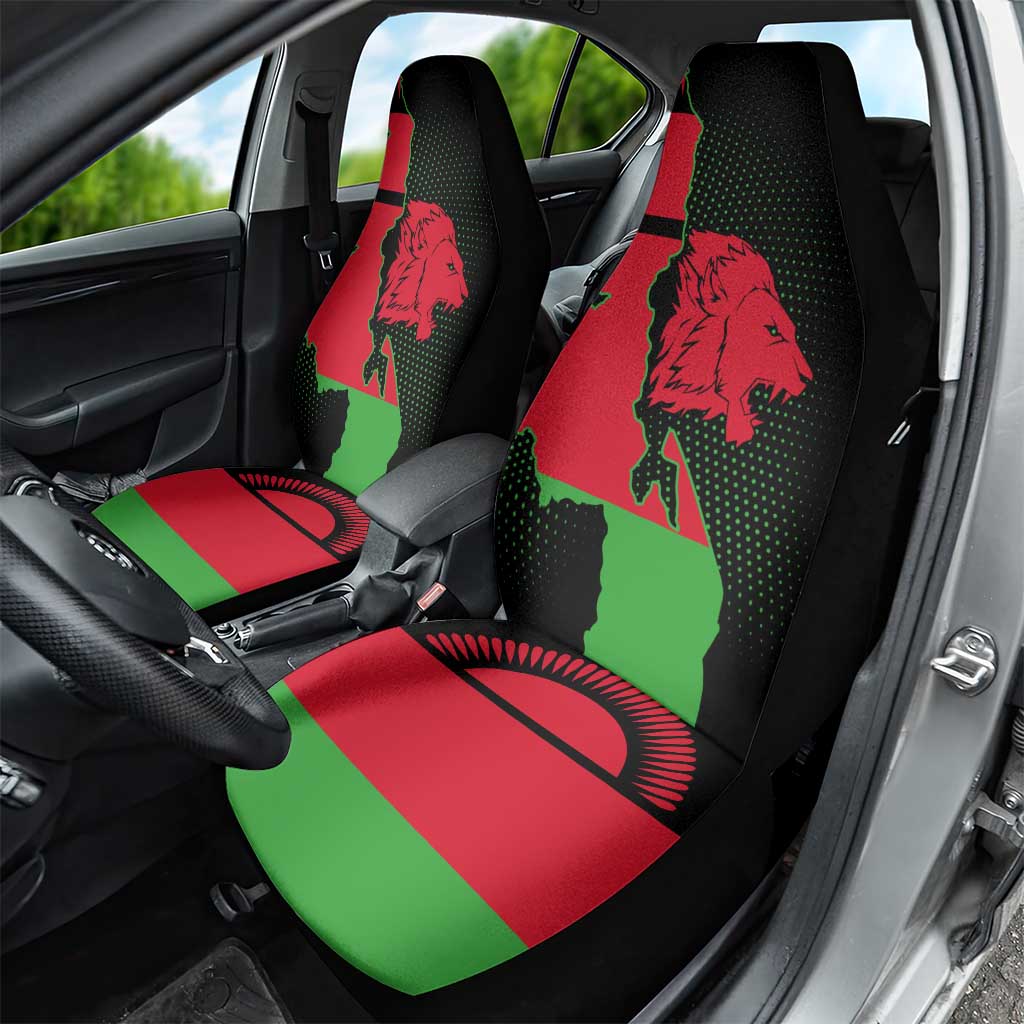 Malawi Map Shaped Lion Car Seat Cover Unique Country and Wildlife Fusion Design