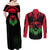 Malawi Map Shaped Lion Couples Matching Off Shoulder Maxi Dress and Long Sleeve Button Shirt Unique Country and Wildlife Fusion Design