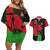 Malawi Map Shaped Lion Couples Matching Off Shoulder Short Dress and Hawaiian Shirt Unique Country and Wildlife Fusion Design