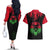 Malawi Map Shaped Lion Couples Matching Off The Shoulder Long Sleeve Dress and Hawaiian Shirt Unique Country and Wildlife Fusion Design