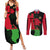 Malawi Map Shaped Lion Couples Matching Summer Maxi Dress and Long Sleeve Button Shirt Unique Country and Wildlife Fusion Design
