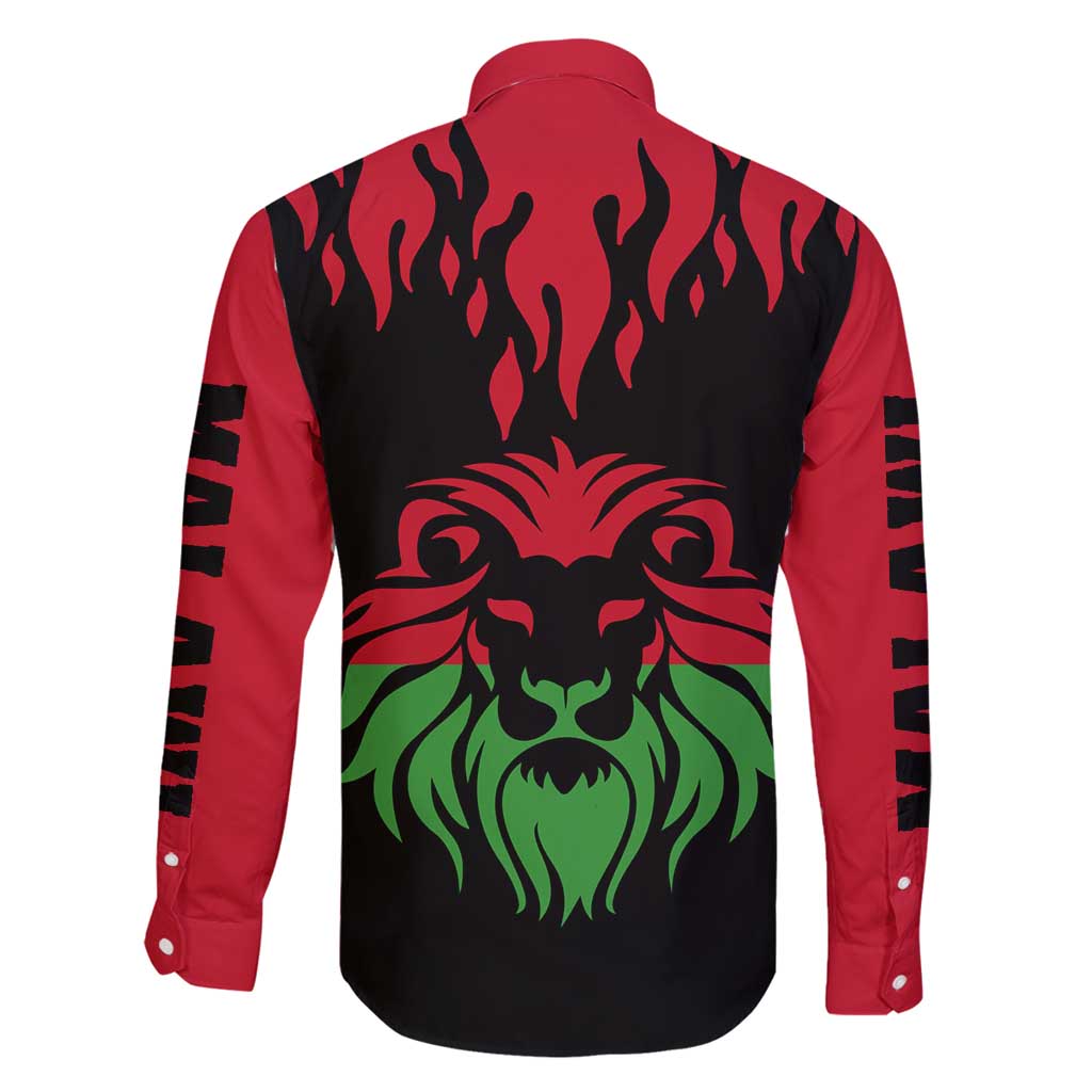 Malawi Map Shaped Lion Family Matching Long Sleeve Bodycon Dress and Hawaiian Shirt Unique Country and Wildlife Fusion Design