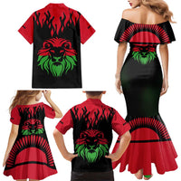 Malawi Map Shaped Lion Family Matching Mermaid Dress and Hawaiian Shirt Unique Country and Wildlife Fusion Design
