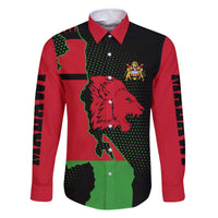 Malawi Map Shaped Lion Family Matching Off The Shoulder Long Sleeve Dress and Hawaiian Shirt Unique Country and Wildlife Fusion Design