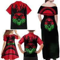 Malawi Map Shaped Lion Family Matching Off Shoulder Maxi Dress and Hawaiian Shirt Unique Country and Wildlife Fusion Design