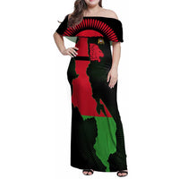 Malawi Map Shaped Lion Family Matching Off Shoulder Maxi Dress and Hawaiian Shirt Unique Country and Wildlife Fusion Design