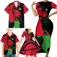 Malawi Map Shaped Lion Family Matching Short Sleeve Bodycon Dress and Hawaiian Shirt Unique Country and Wildlife Fusion Design