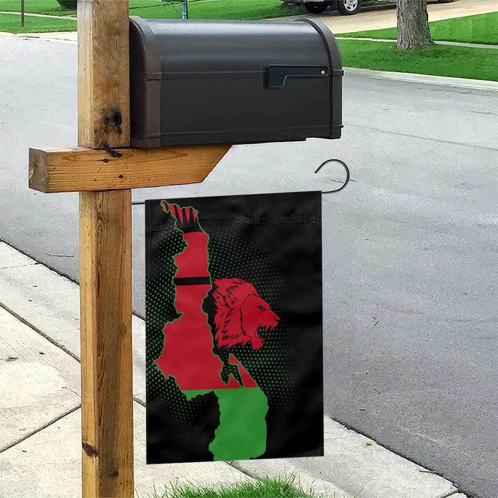 Malawi Map Shaped Lion Garden Flag Unique Country and Wildlife Fusion Design