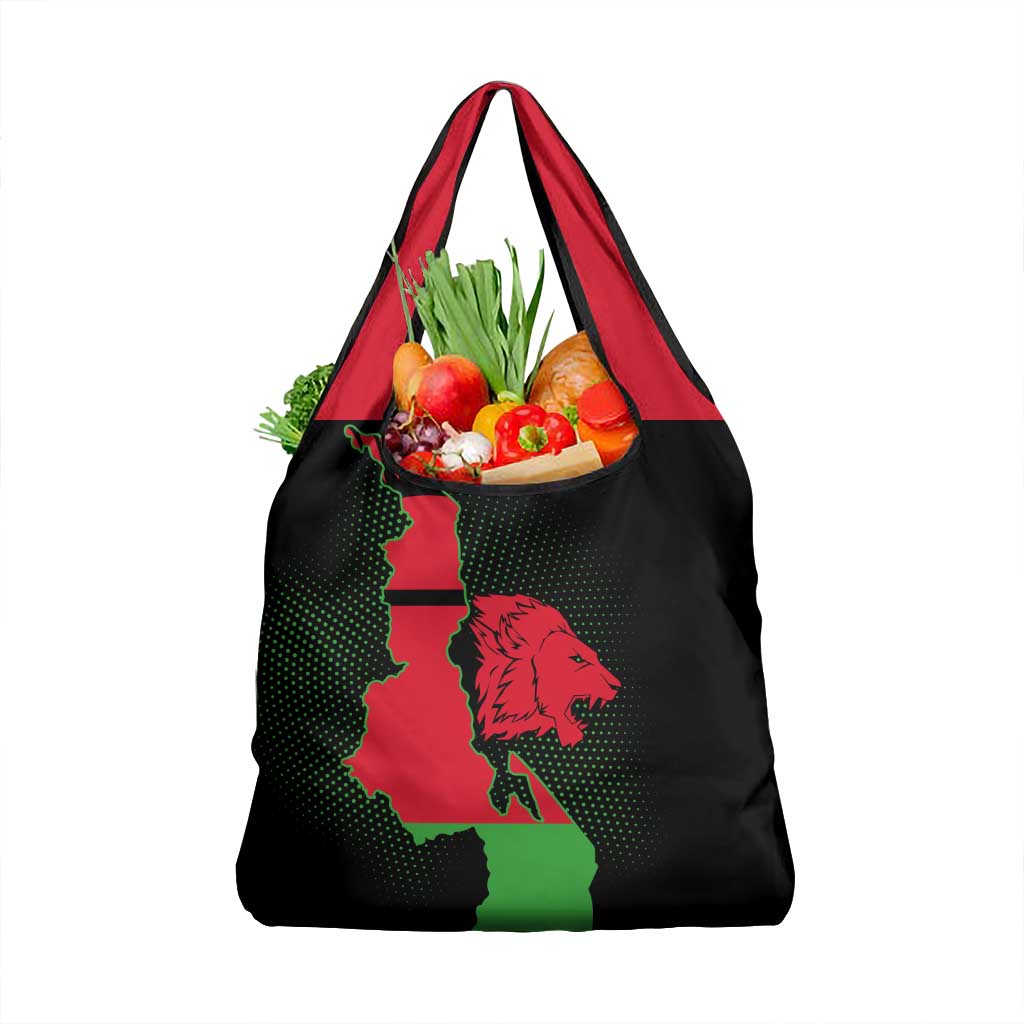 Malawi Map Shaped Lion Grocery Bag Unique Country and Wildlife Fusion Design