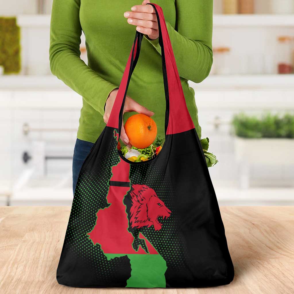 Malawi Map Shaped Lion Grocery Bag Unique Country and Wildlife Fusion Design