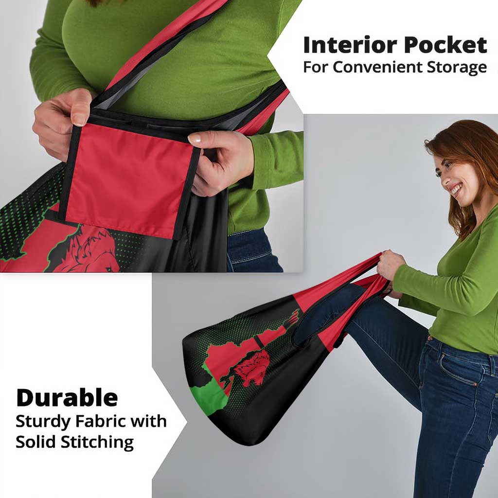 Malawi Map Shaped Lion Grocery Bag Unique Country and Wildlife Fusion Design