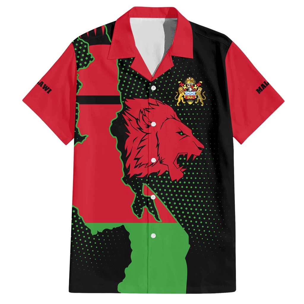 Malawi Map Shaped Lion Hawaiian Shirt Unique Country and Wildlife Fusion Design