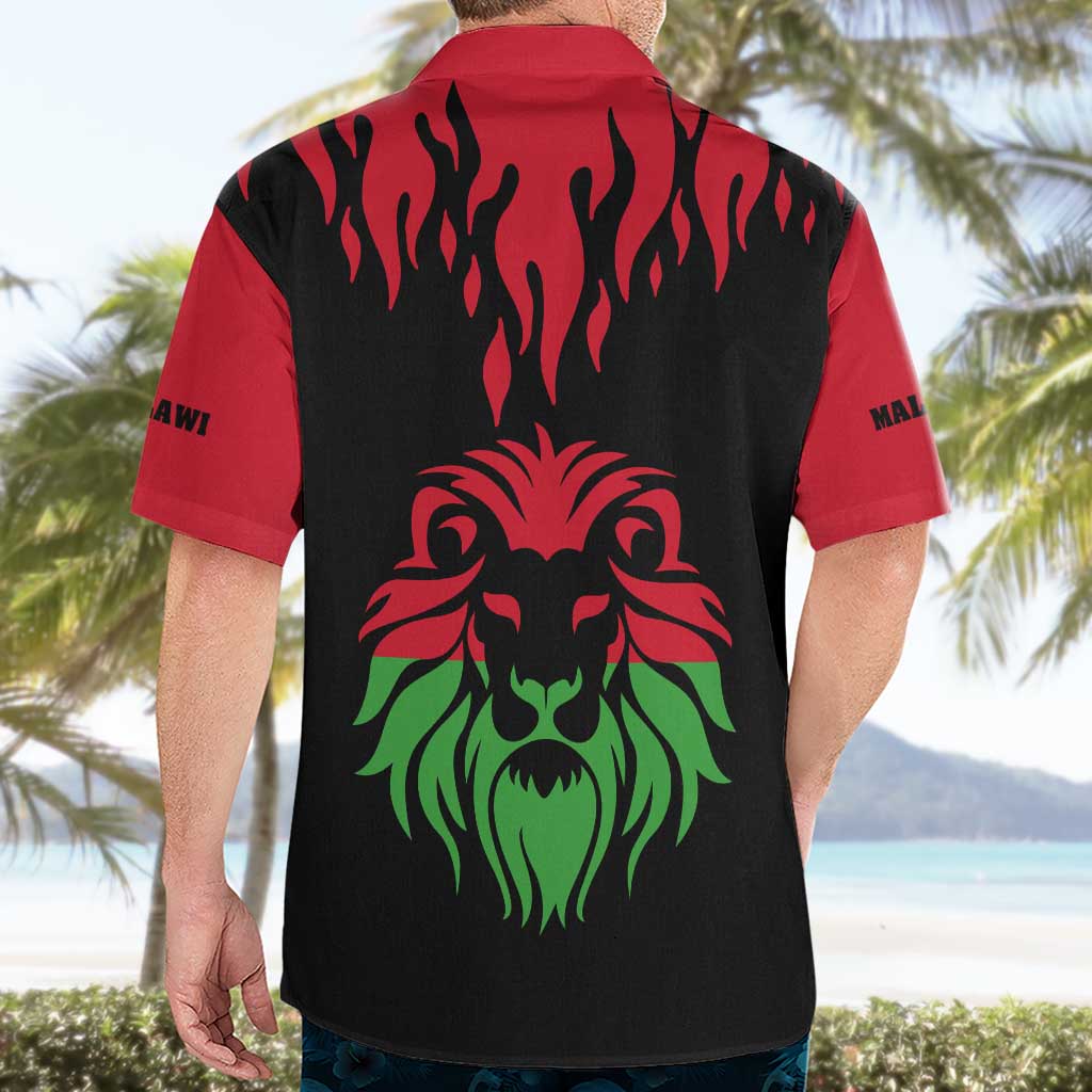 Malawi Map Shaped Lion Hawaiian Shirt Unique Country and Wildlife Fusion Design
