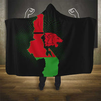 Malawi Map Shaped Lion Hooded Blanket Unique Country and Wildlife Fusion Design