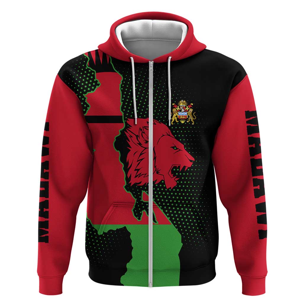 Malawi Map Shaped Lion Hoodie Unique Country and Wildlife Fusion Design