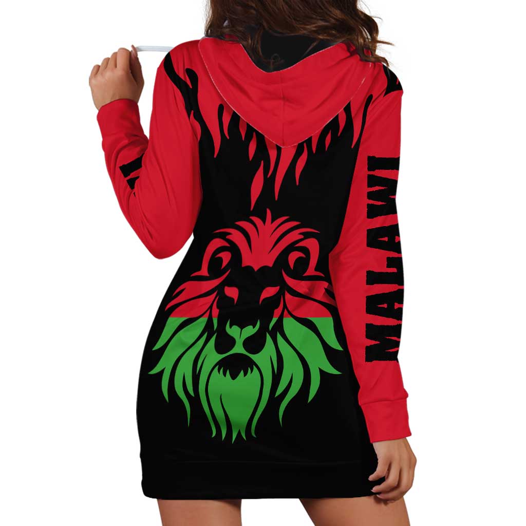 Malawi Map Shaped Lion Hoodie Dress Unique Country and Wildlife Fusion Design