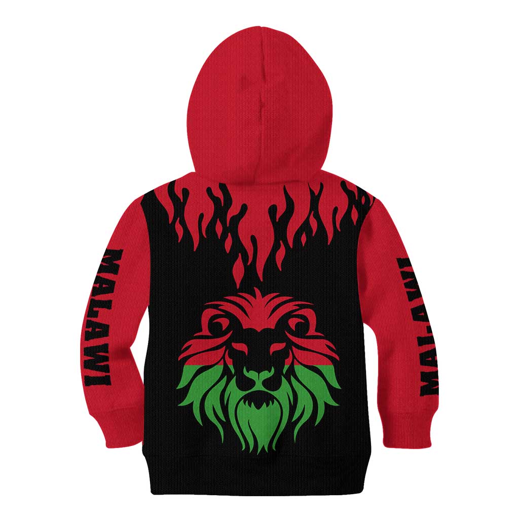 Malawi Map Shaped Lion Kid Hoodie Unique Country and Wildlife Fusion Design
