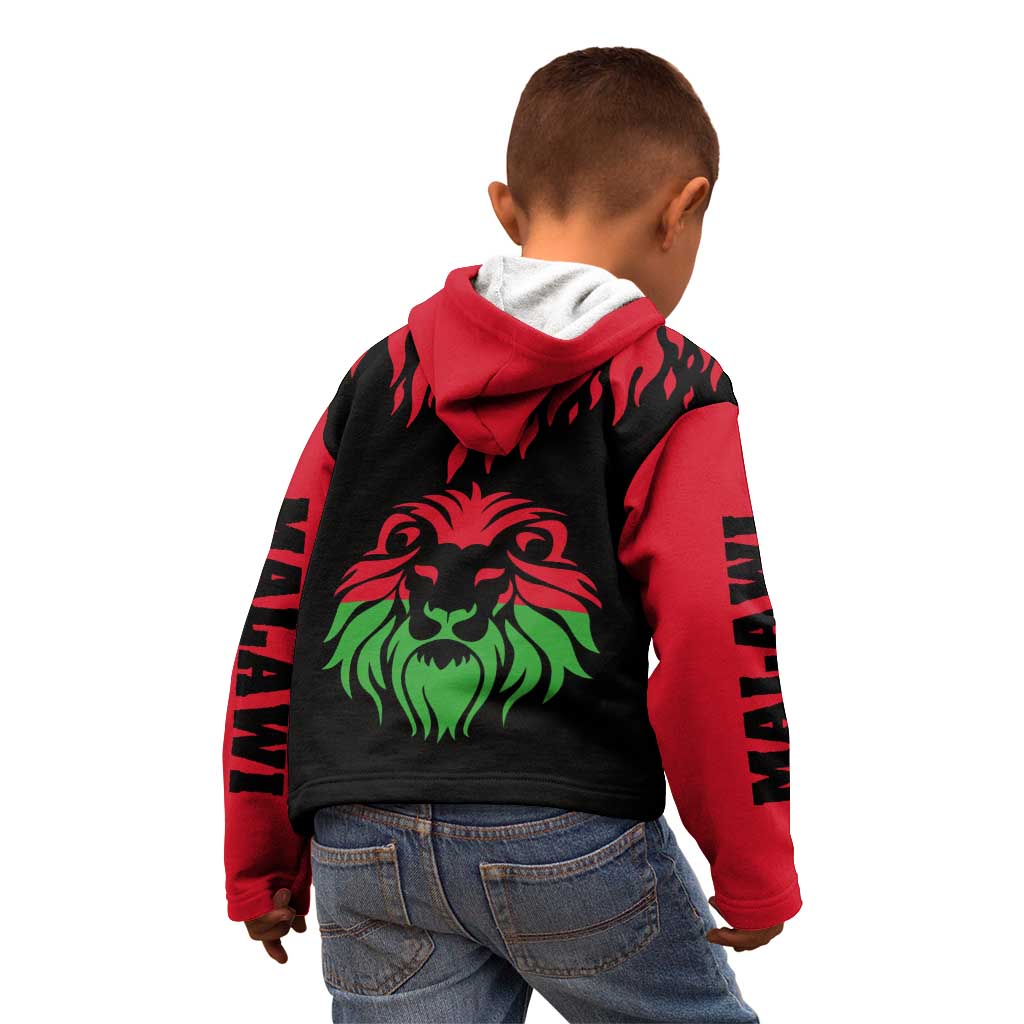 Malawi Map Shaped Lion Kid Hoodie Unique Country and Wildlife Fusion Design