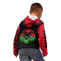 Malawi Map Shaped Lion Kid Hoodie Unique Country and Wildlife Fusion Design