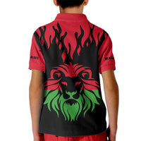 Malawi Map Shaped Lion Kid Polo Shirt Unique Country and Wildlife Fusion Design