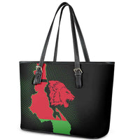Malawi Map Shaped Lion Leather Tote Bag Unique Country and Wildlife Fusion Design