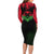 Malawi Map Shaped Lion Long Sleeve Bodycon Dress Unique Country and Wildlife Fusion Design