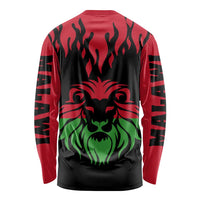 Malawi Map Shaped Lion Long Sleeve Shirt Unique Country and Wildlife Fusion Design