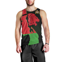 Malawi Map Shaped Lion Men Tank Top Unique Country and Wildlife Fusion Design