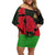 Malawi Map Shaped Lion Off Shoulder Short Dress Unique Country and Wildlife Fusion Design