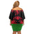 Malawi Map Shaped Lion Off Shoulder Short Dress Unique Country and Wildlife Fusion Design