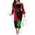 Malawi Map Shaped Lion Off The Shoulder Long Sleeve Dress Unique Country and Wildlife Fusion Design