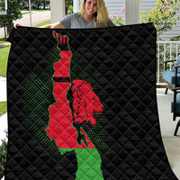 Malawi Map Shaped Lion Quilt Unique Country and Wildlife Fusion Design
