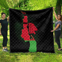 Malawi Map Shaped Lion Quilt Unique Country and Wildlife Fusion Design