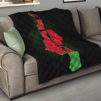 Malawi Map Shaped Lion Quilt Unique Country and Wildlife Fusion Design