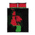 Malawi Map Shaped Lion Quilt Bed Set Unique Country and Wildlife Fusion Design