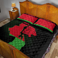 Malawi Map Shaped Lion Quilt Bed Set Unique Country and Wildlife Fusion Design