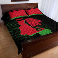 Malawi Map Shaped Lion Quilt Bed Set Unique Country and Wildlife Fusion Design