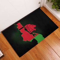 Malawi Map Shaped Lion Rubber Doormat Unique Country and Wildlife Fusion Design