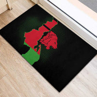 Malawi Map Shaped Lion Rubber Doormat Unique Country and Wildlife Fusion Design