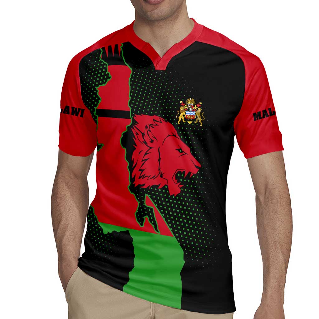 Malawi Map Shaped Lion Rugby Jersey Unique Country and Wildlife Fusion Design