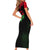 Malawi Map Shaped Lion Short Sleeve Bodycon Dress Unique Country and Wildlife Fusion Design